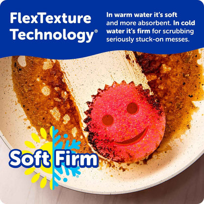 Scrub 6 Kitchen Sponges & 1 Daddy Caddy Dish Sponge Holder - BPA Free & Made with Polymer Foam - Stain & Odor Resistant, Scratch-Free Multipurpose Scrubbers
