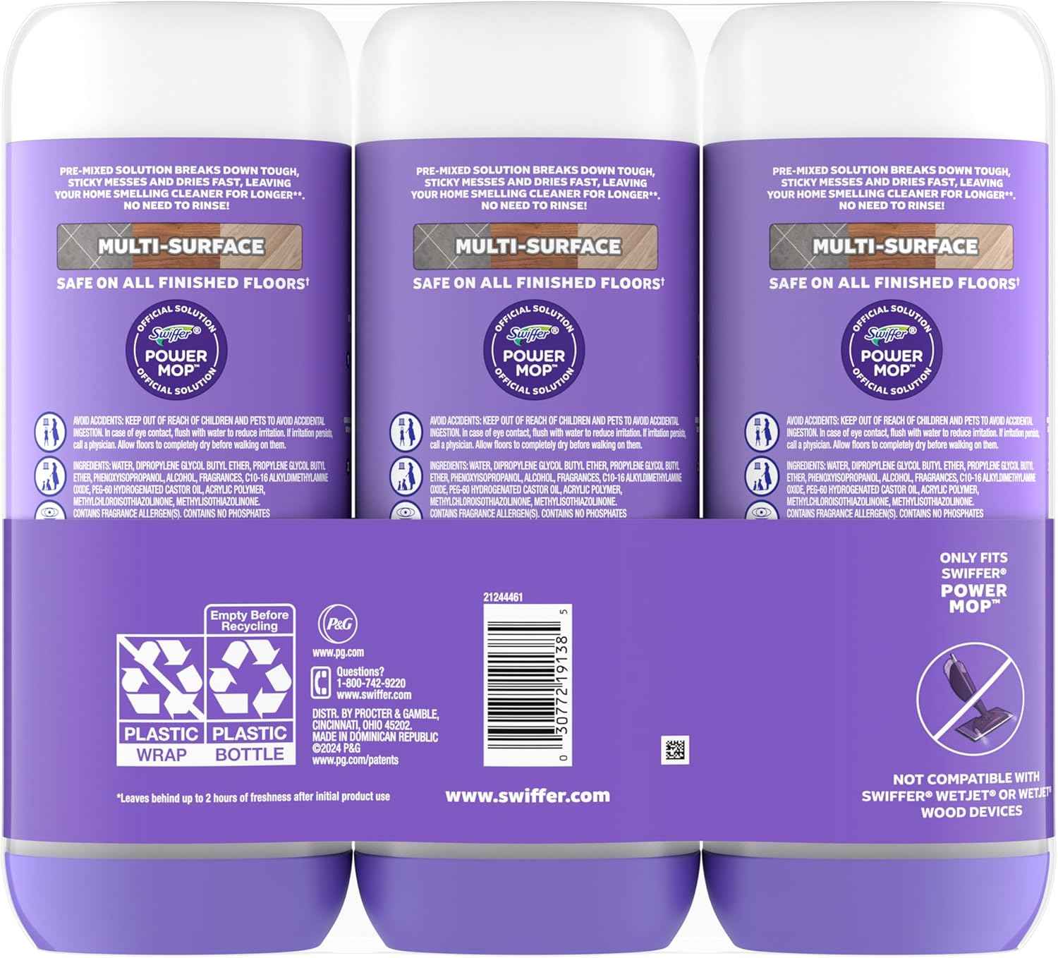 Swiffer PowerMop Floor Cleaning Solution with Lavender Scent, Triple Pack