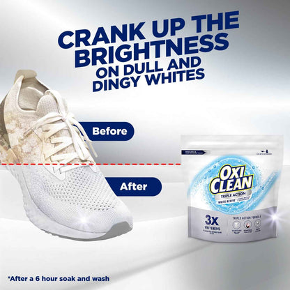 OxiClean Triple Action White Revive Laundry Whitener and Stain Remover Powder, Use with Detergent, Whitens and Brightens Clothes, Removes Tough Stains, Color Safe, Chlorine Free