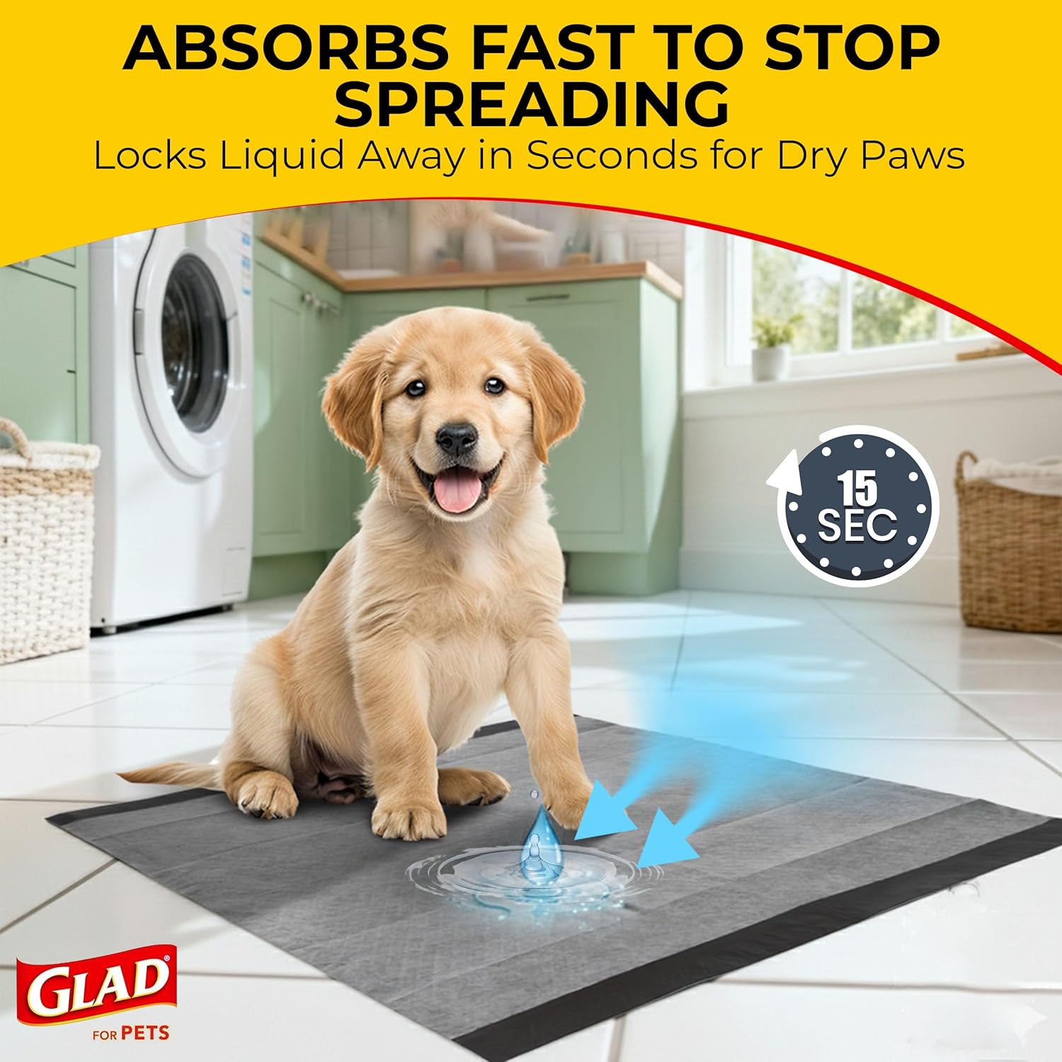 Glad_for_Pets_Black_Charcoal_Puppy_Pads_-_6-Layer_Leak-Proof_Construction,_Activated_Carbon_Odor_Control,_Pheromone_Attractant_-_Disposable_Dog_Pee_Pads_for_Potty_Training,_23_x_23_in,_100_Count