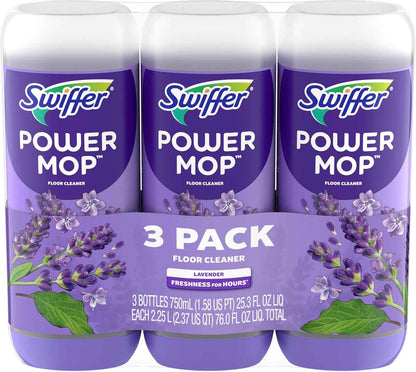 Swiffer PowerMop Floor Cleaning Solution with Lavender Scent, Triple Pack