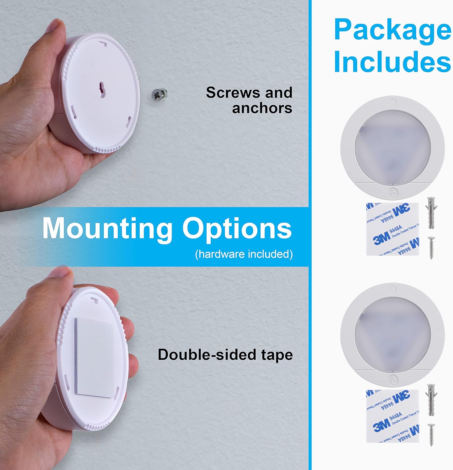 GE_Wireless_LED_Tap-Lights,_Battery_Operated,_20_Lumens,_Touch-Activated_Puck_Lights,_Stick-On_for_Under_Cabinet,_Kitchen,_Closet,_or_Garage,_2/4/6-Pack