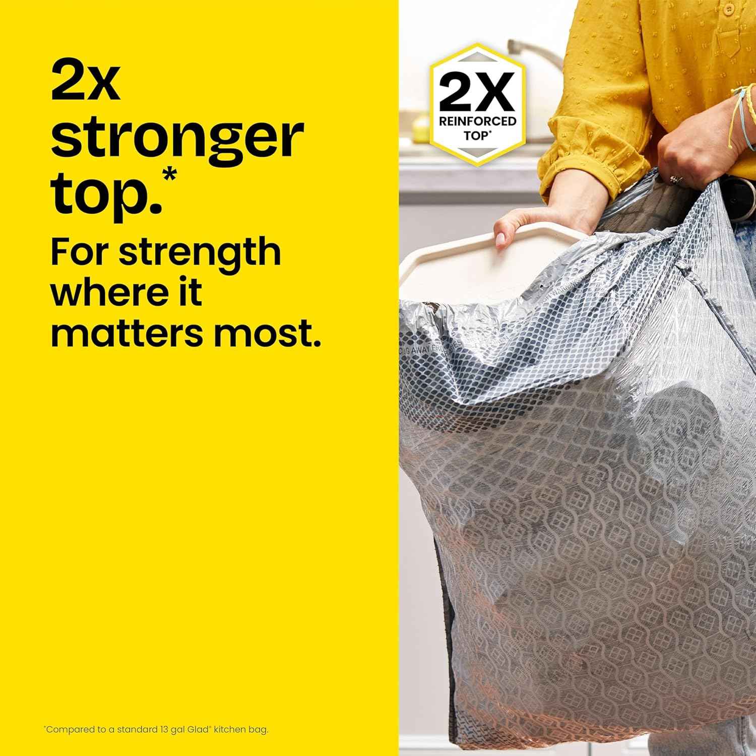 Glad ForceFlex MaxStrength XL Kitchen Trash Bags, 20 Gal