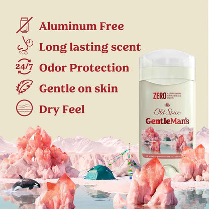 Old Spice GentleMan's Aluminum Free Dry Feel Deodorant for Men, 24/7 Lasting Freshness, Gentle on Skin with Skin Conditioners