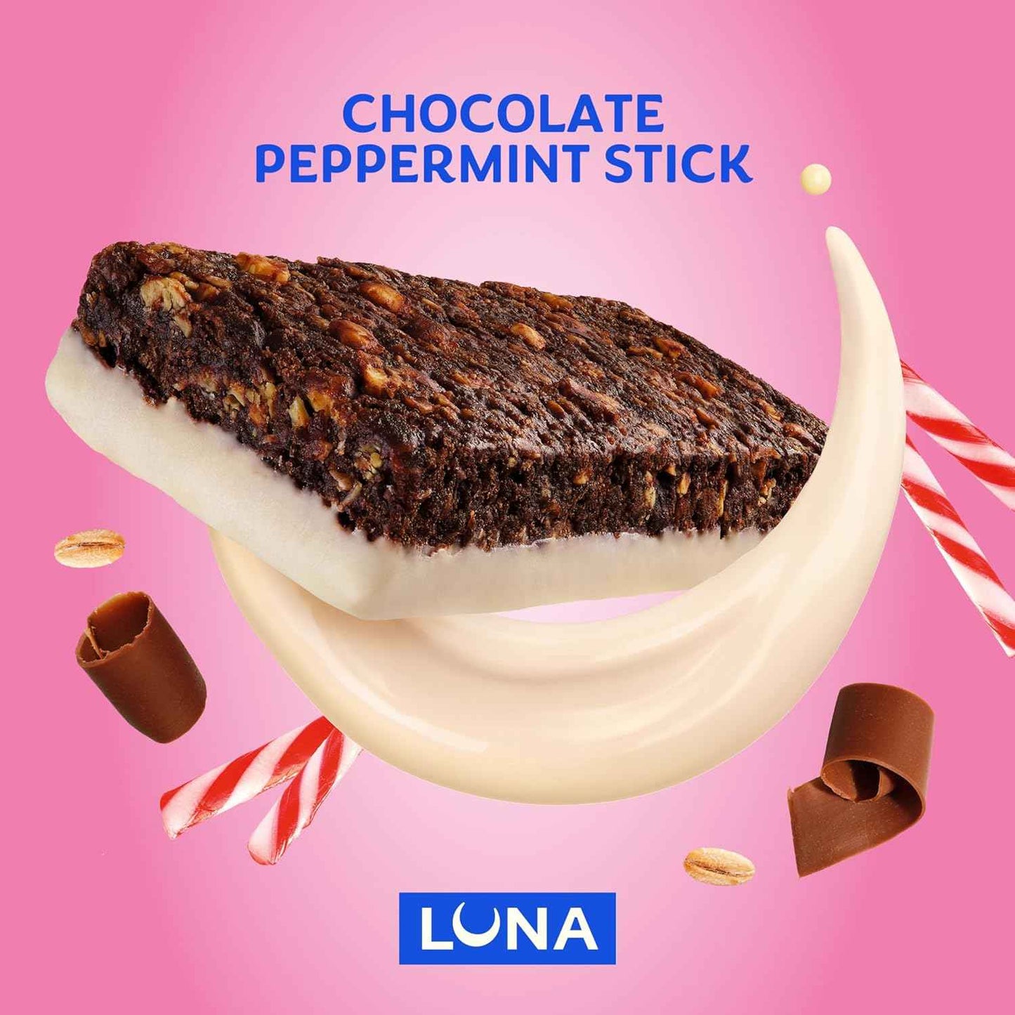 LUNA Bar - Chocolate Peppermint Stick Flavor - Gluten Free Snack Bars - Non-GMO - Protein Bars - Made with Organic Oats - Value Pack (12 Pack)