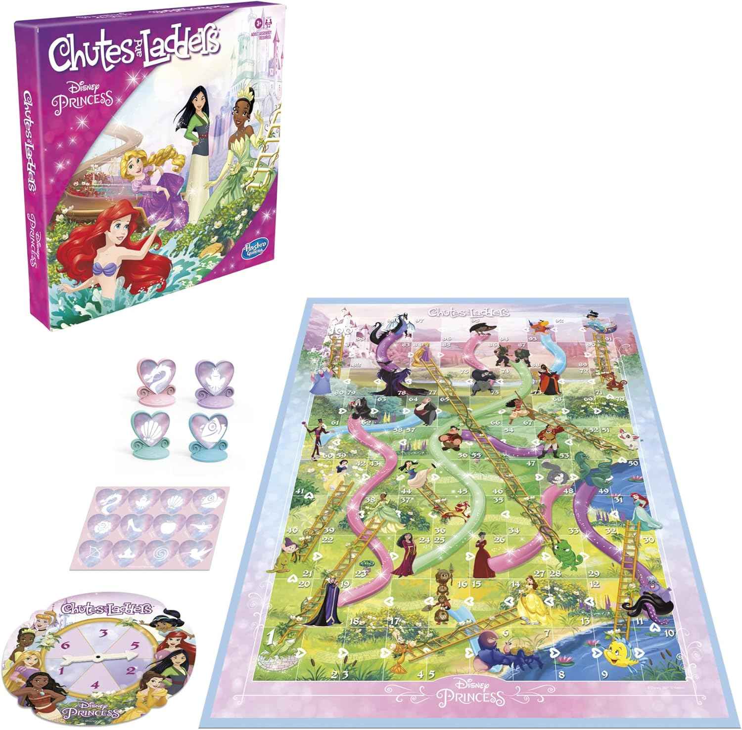 Hasbro Gaming Chutes and Ladders: Disney Princess Edition Board Game for Kids Ages 3 and Up, Easter Gifts for Boys and Girls, Preschool Game for 2-4 Players (Amazon Exclusive)