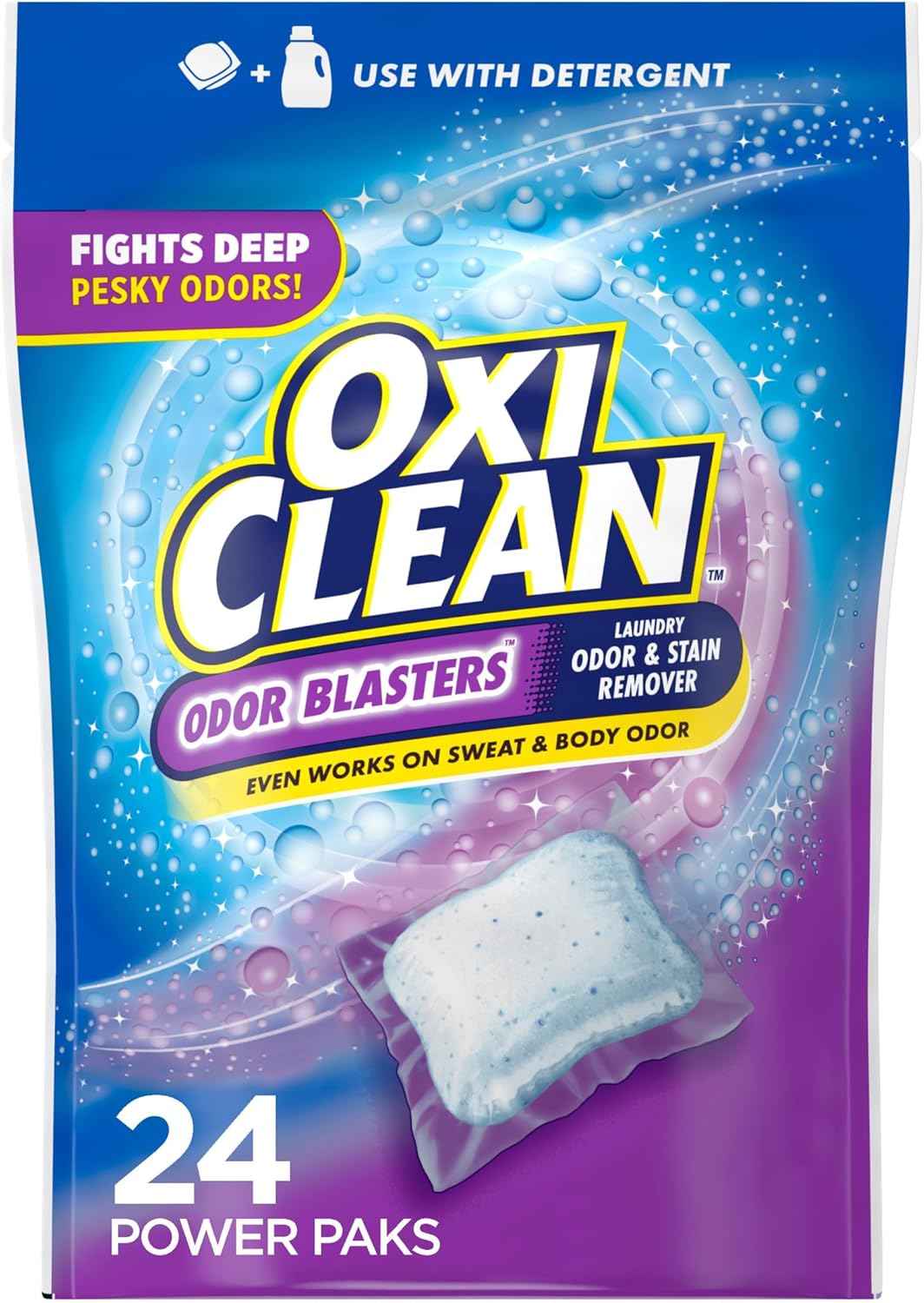 OxiClean Odor Blasters Odor and Stain Remover Laundry Power Paks, 24 Ct