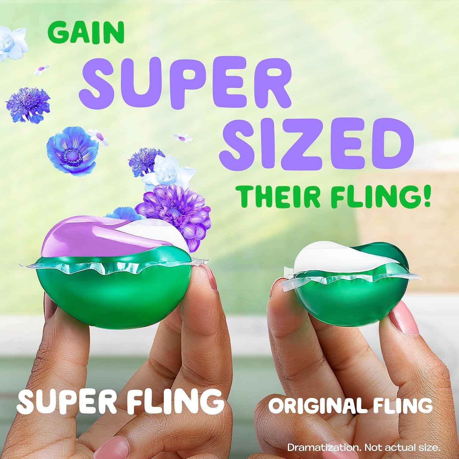 Gain Super Flings Laundry Detergent Pacs, Dewdrop Dream scent, clean and fresh washing detergent laundry soap pacs