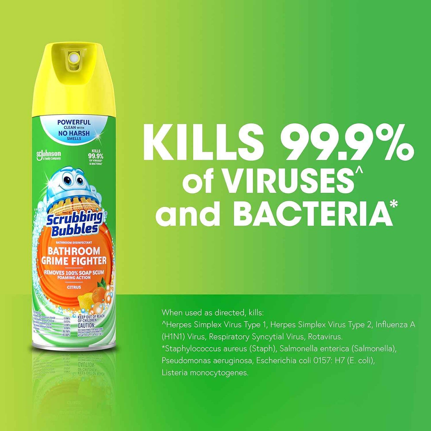 Scrubbing Bubbles Bathroom and Shower Cleaner Aerosol, Foaming Action Bathroom Grime Fighter, Citrus Scent, 20oz