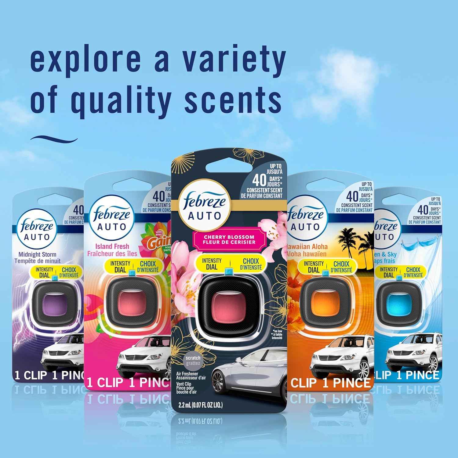 Febreze Car Air Freshener, Odor-Fighting Automotive Vent Clip, Scented Car Accessories, Long Lasting for Strong Odors