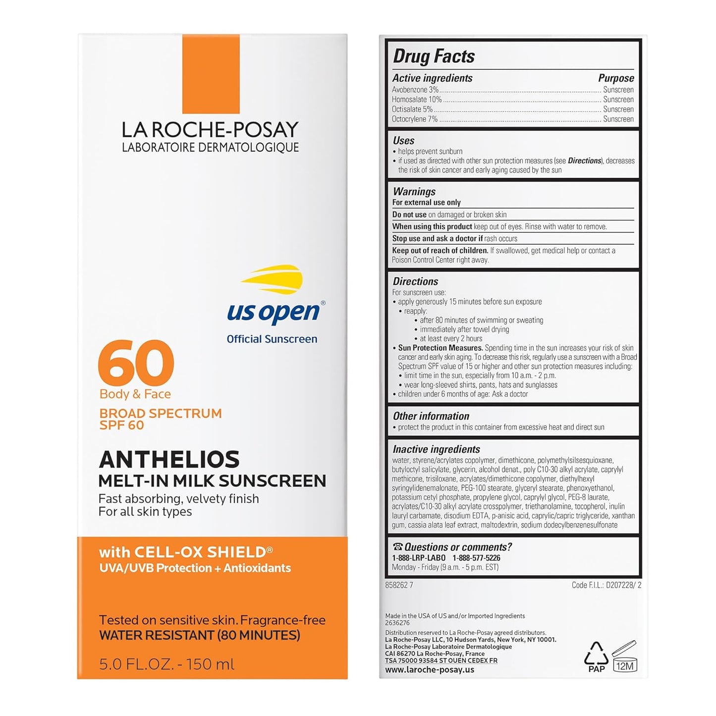 La_Roche-Posay_Anthelios_Melt-In_Milk_Sunscreen_SPF_60,_Sunscreen_For_Body_&_Face,_Broad_Spectrum_SPF_+_Antioxidants,_Oil_Free,_Lightweight_&_Fast_Absorbing,_Oxybenzone_Free