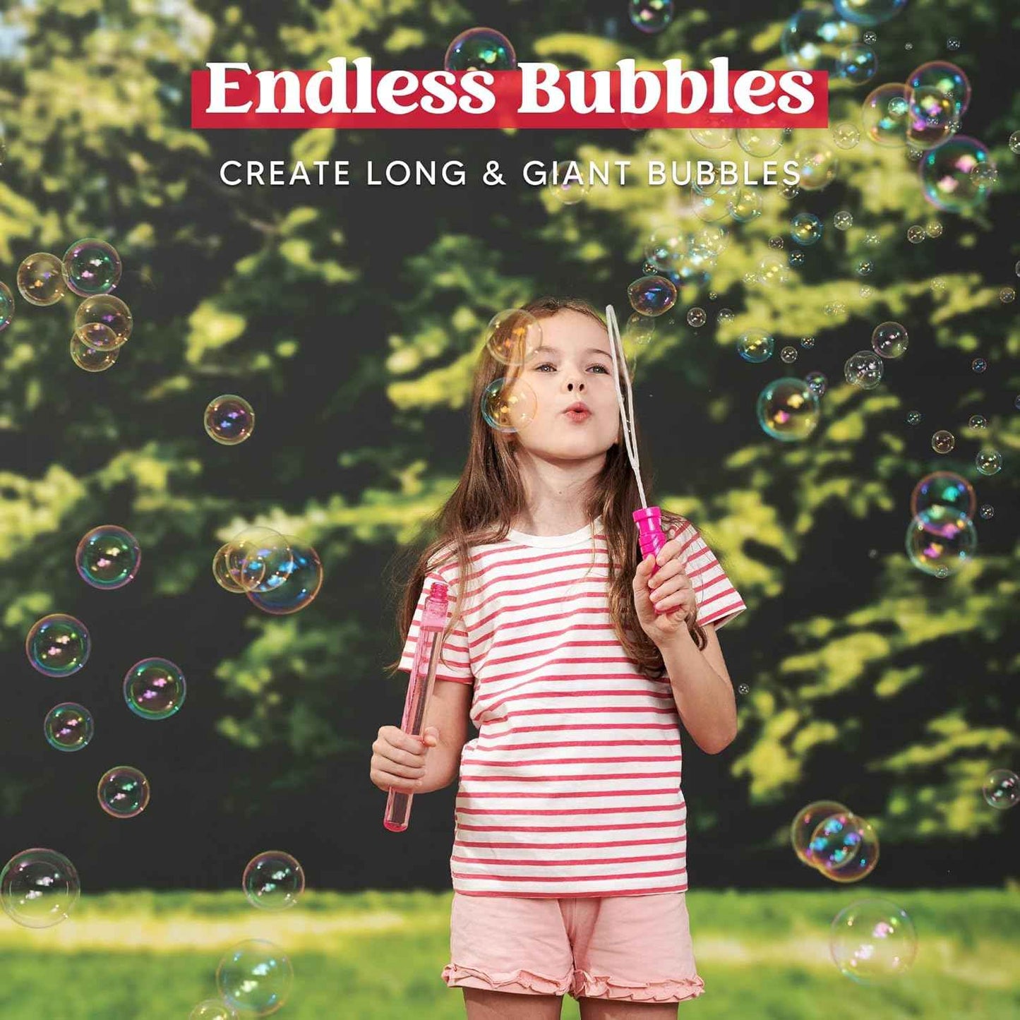 JOYIN 14.6’’ Big Bubble Wands for Kids, Bubble Wand with Refill Solution for Summer Toy Party Favor, Outdoors Toy Activity, Easter Basket Stuffers, Birthday Gift