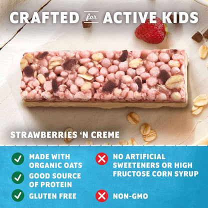 Zbar Protein - Strawberries 'N Creme - Crispy Snack Bars - Made with Organic Oats - Non-GMO - 5g Protein - Gluten Free Protein Bars (5 Pack)