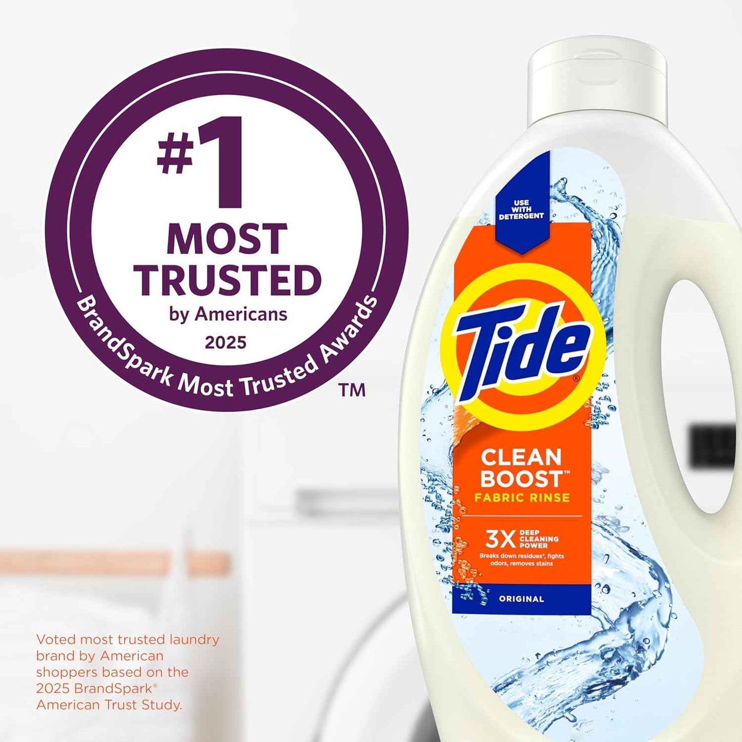 Tide Clean Boost Fabric Rinse, Removes Odors and Residues, Safe on All Fabrics, Free of Dyes and Heavy Perfumes, Original Scent