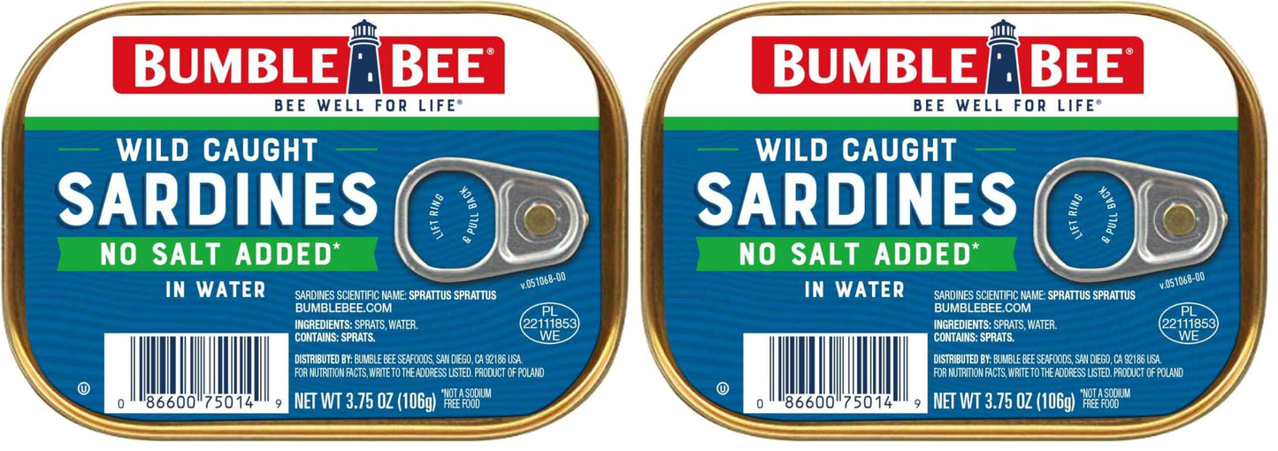 Bumble Bee Sardines, 3.75 oz Tin - Wild Caught, Gluten Free, Keto, Kosher