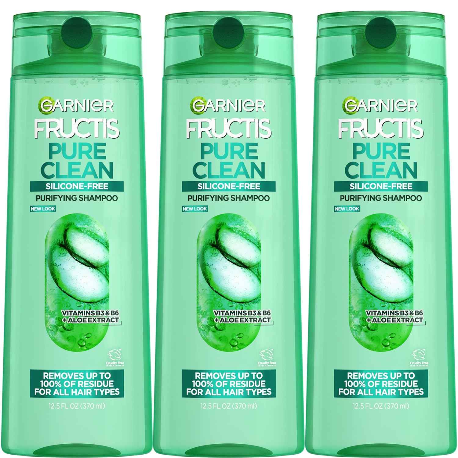 Garnier Fructis Pure Clean Purifying Shampoo, Silicone-Free, 12.5 Fl Oz