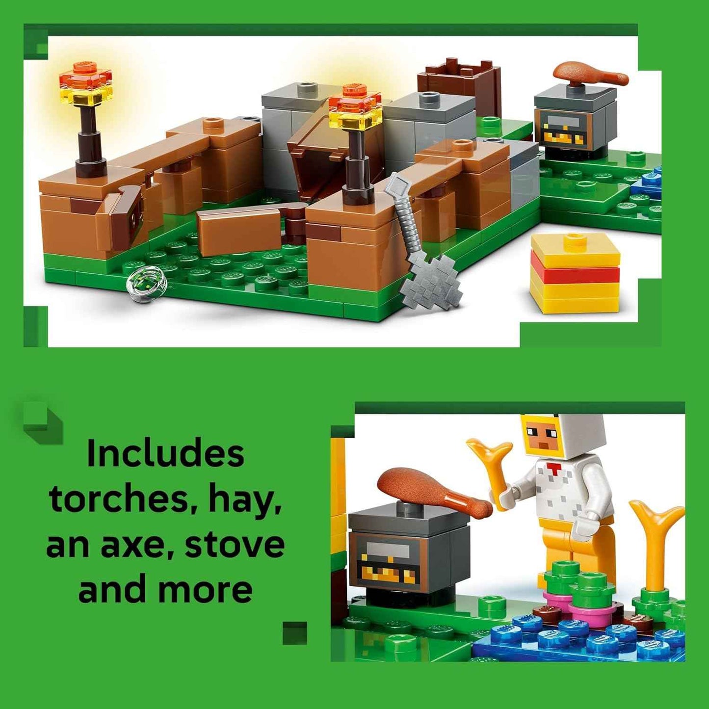 LEGO Minecraft Chicken Farm Building Toy for Kids - Video Game Playset & Figures for Boys & Girls, Ages 7+ - Gift for Birthdays - 21585