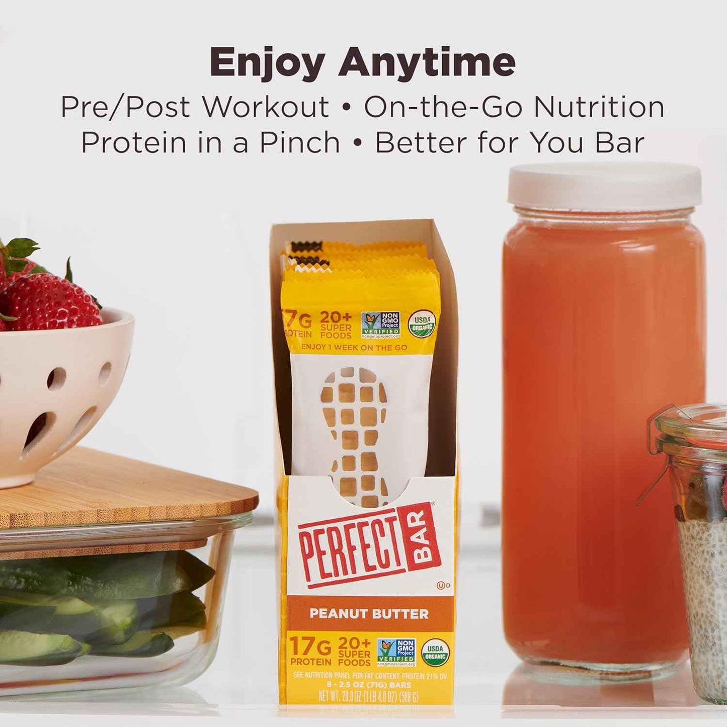 Perfect Bar Protein Bars, Gluten Free, Made with Organic Honey, Cookie Dough Texture, Refrigerated