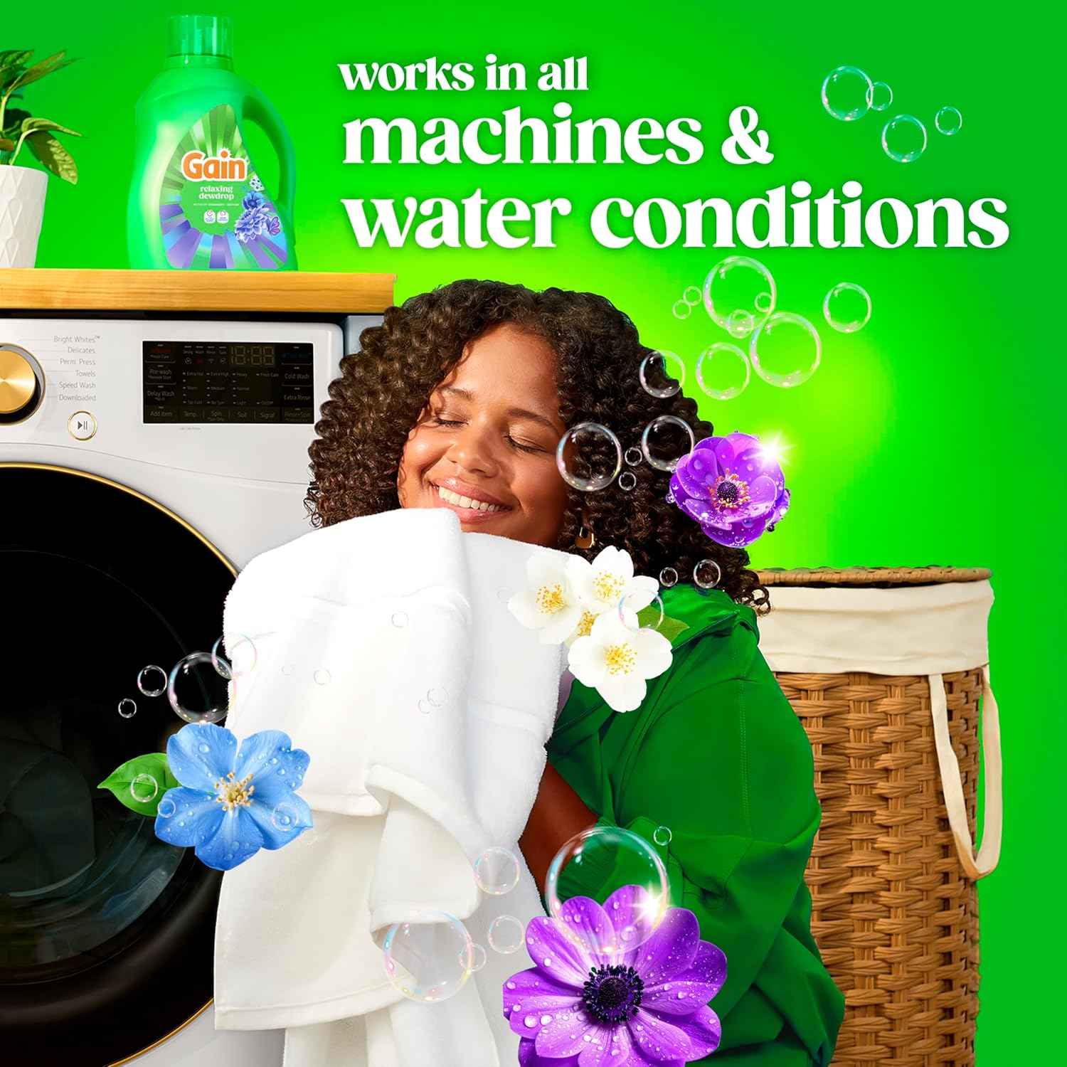 Gain Liquid Laundry Detergent, With Odor Defense, Relaxing Dewdrop Scent, Laundry Soap For HE Washing Machines, 132 fl oz, 100 Loads (Packaging May Vary)