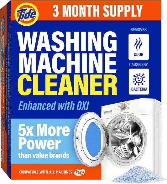 Washing Machine Cleaner by Tide, Washer Machine Cleaner with Oxi for Front and Top Loader Washer Machines, Deep Cleaning Odor Eliminator, 3 Month Supply