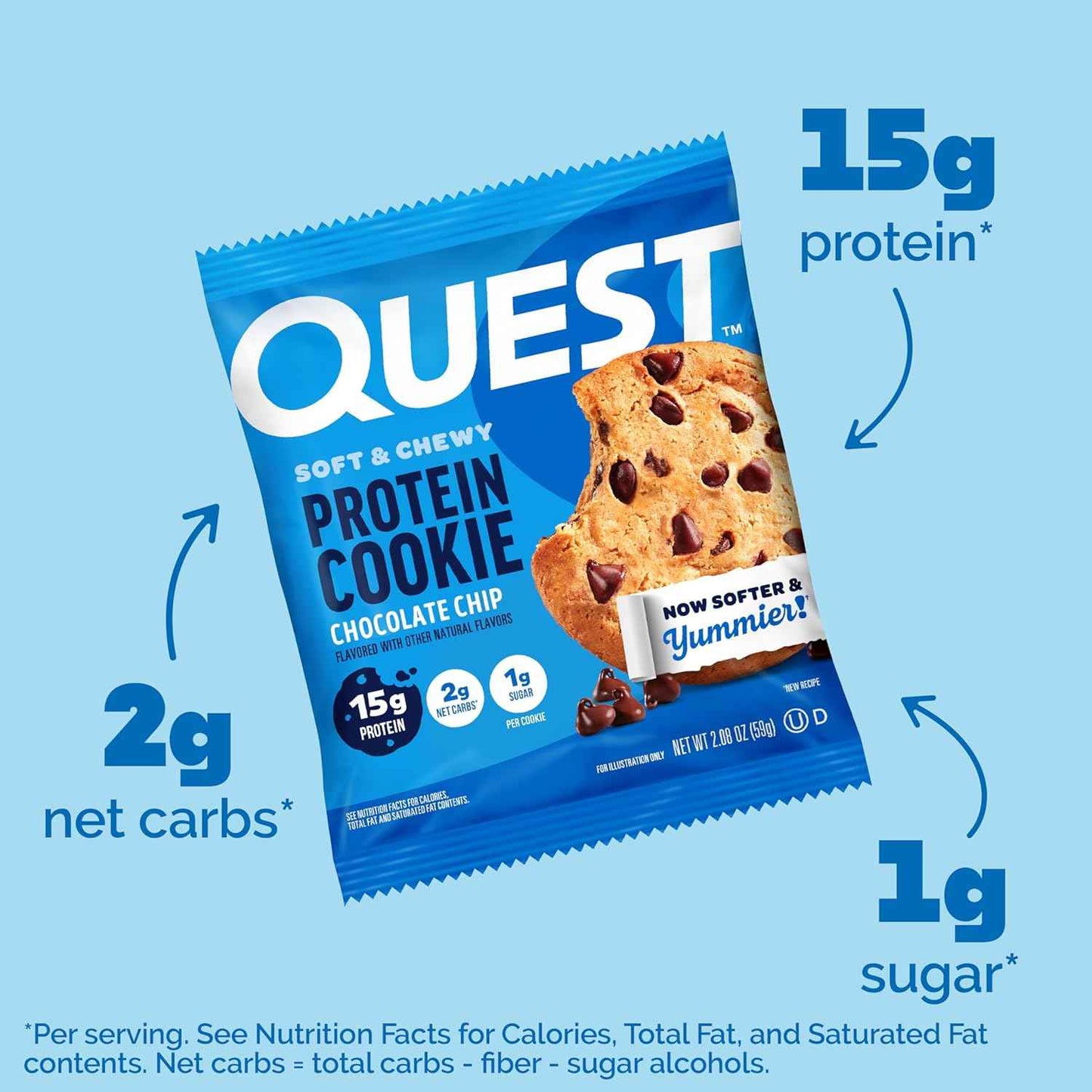 Quest Nutrition Protein Cookie, 15g Protein, 1g Sugar, 2g Net Carbs, Keto Friendly, High Protein, Low Carb; 12 Count