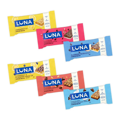 LUNA Bar - Variety Pack - 6 Flavors - Gluten Free Snack Bars - Non-GMO - Protein Bars - Made with Organic Oats (12 Pack)