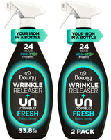 Downy Wrinkle Releaser Spray, All In One Wrinkle Release Spray, Odor Eliminator, Static Remover, Fabric Refresher & Ironing Aid for Clothes, 33.8 Fl Oz, Unstopables Fresh Scent