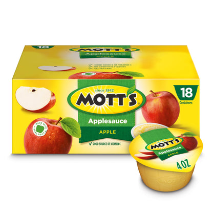 Mott&amp;#39;s Applesauce, 4 Oz Cups, 18 Count, No Artificial Flavors, Good Source Of Vitamin C, Nutritious Option For The Whole Family