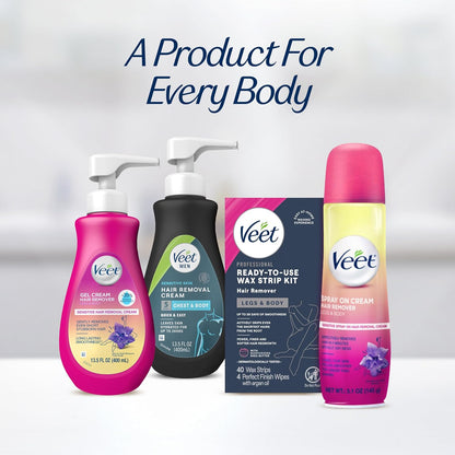 VEET_Ready-To-Use_Waxing_Kit_For_Women,_Wax_Strips_For_Body_Hair_Removal,_Wax_Kit_For_Legs_and_Body,_Personal_Care_Product,_Hair_Remover,_40ct_Waxing_Strips_(20_Double-Sided),_4ct_Body_Wipes