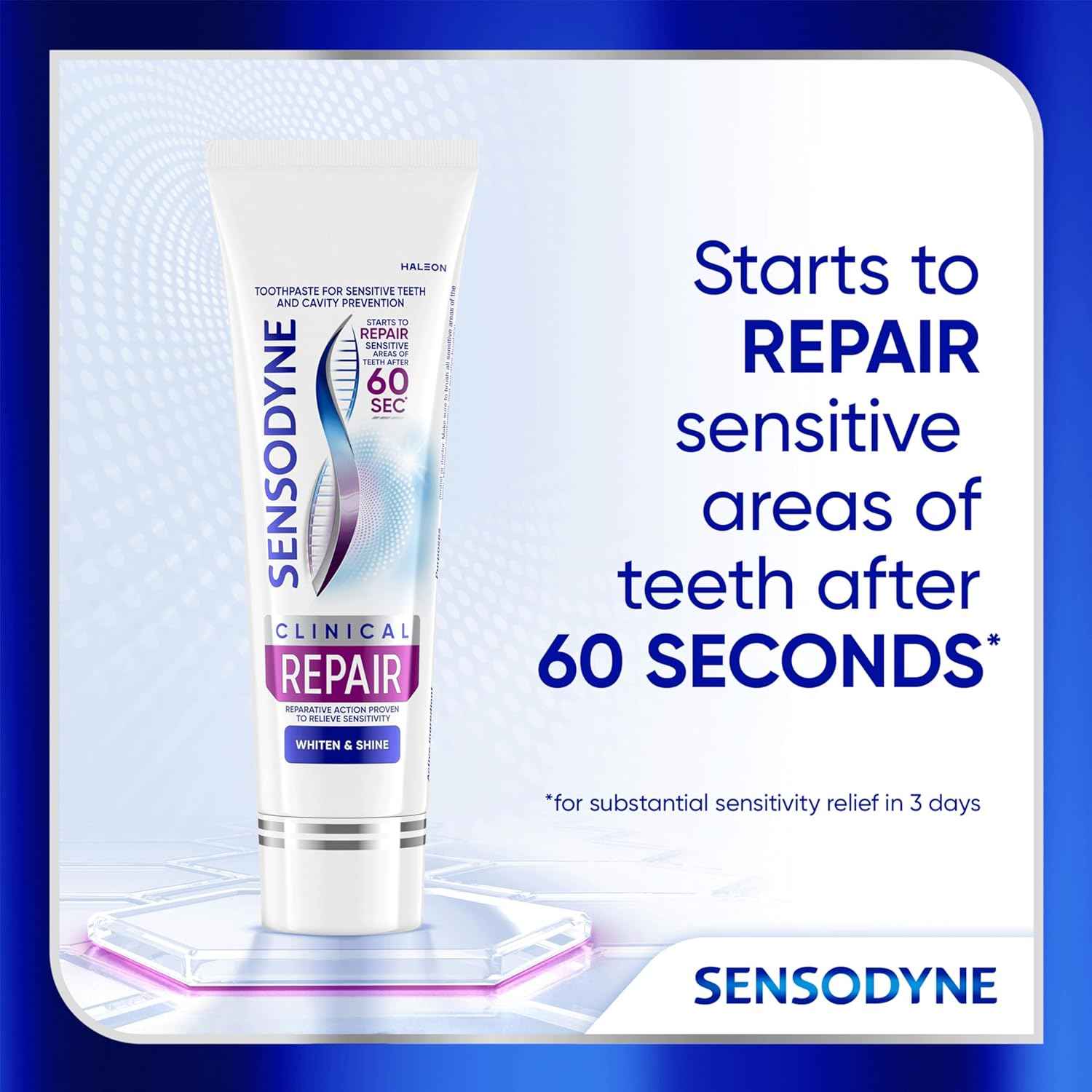 Sensodyne Clinical Repair Whiten & Shine Toothpaste for Sensitivity Relief, 2.3 oz