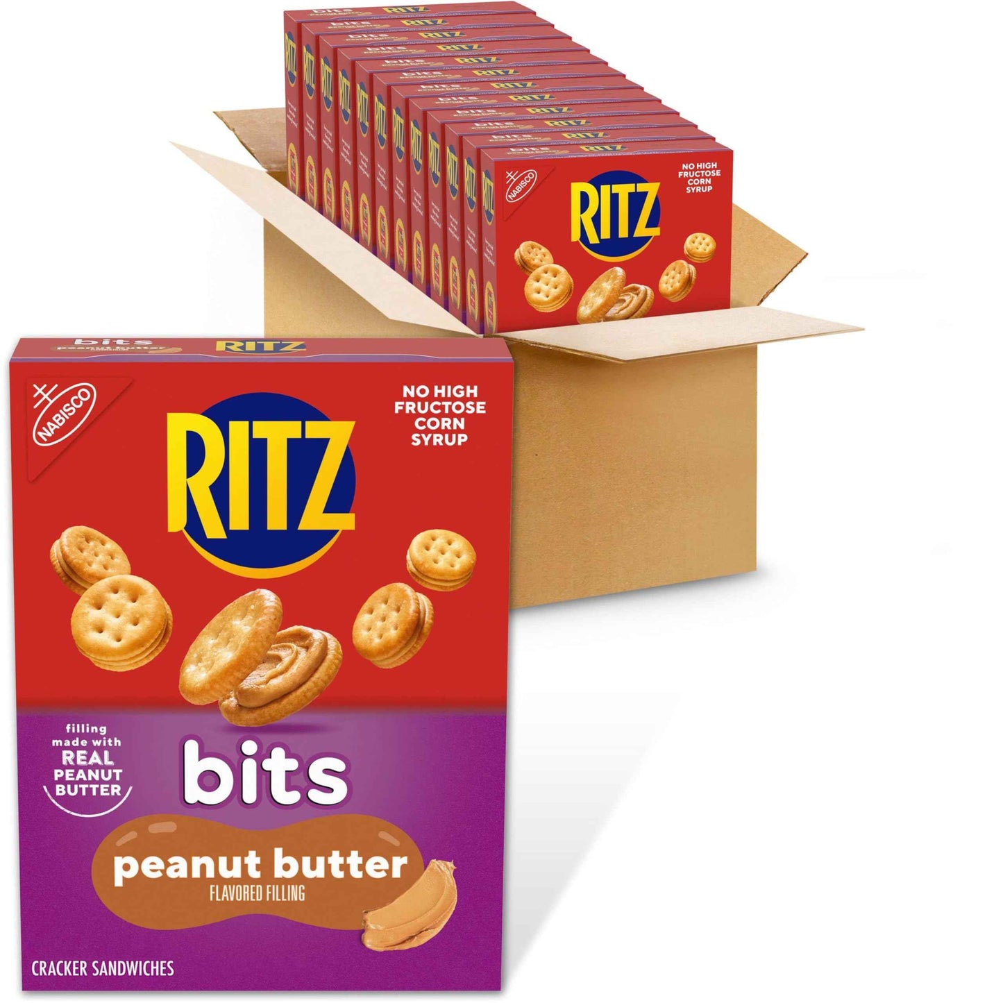 RITZ Bits Peanut Butter Sandwich Crackers, Snacks for Kids and Adults, Lunch Snacks
