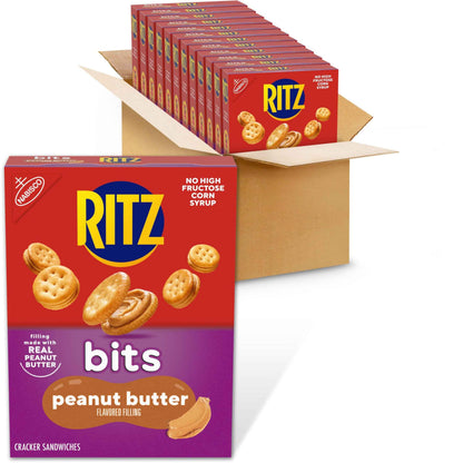 RITZ Bits Peanut Butter Sandwich Crackers, Snacks for Kids and Adults, Lunch Snacks