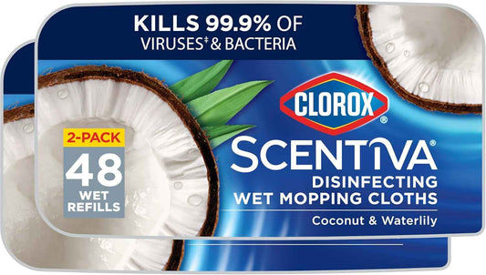 Clorox Scentiva Disinfecting Wet Mop Pad, Disposable Mop Heads