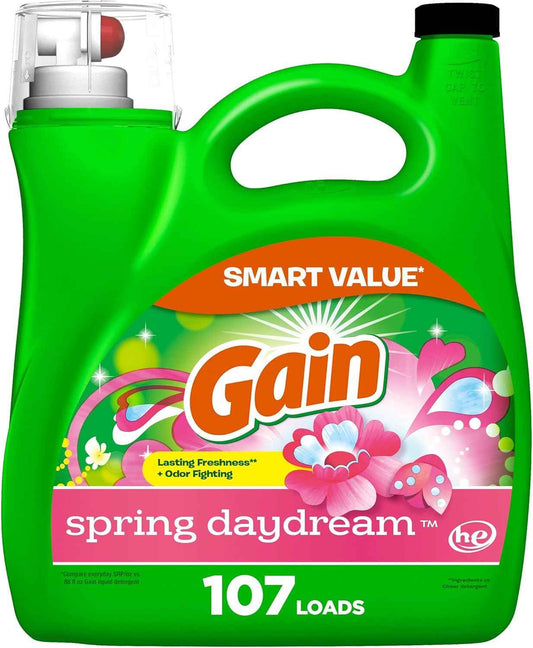 Gain Liquid Laundry Detergent, Spring Daydream Scent, Freshness + Odor Fighting, Laundry Detergent Liquid Soap, HE compatible