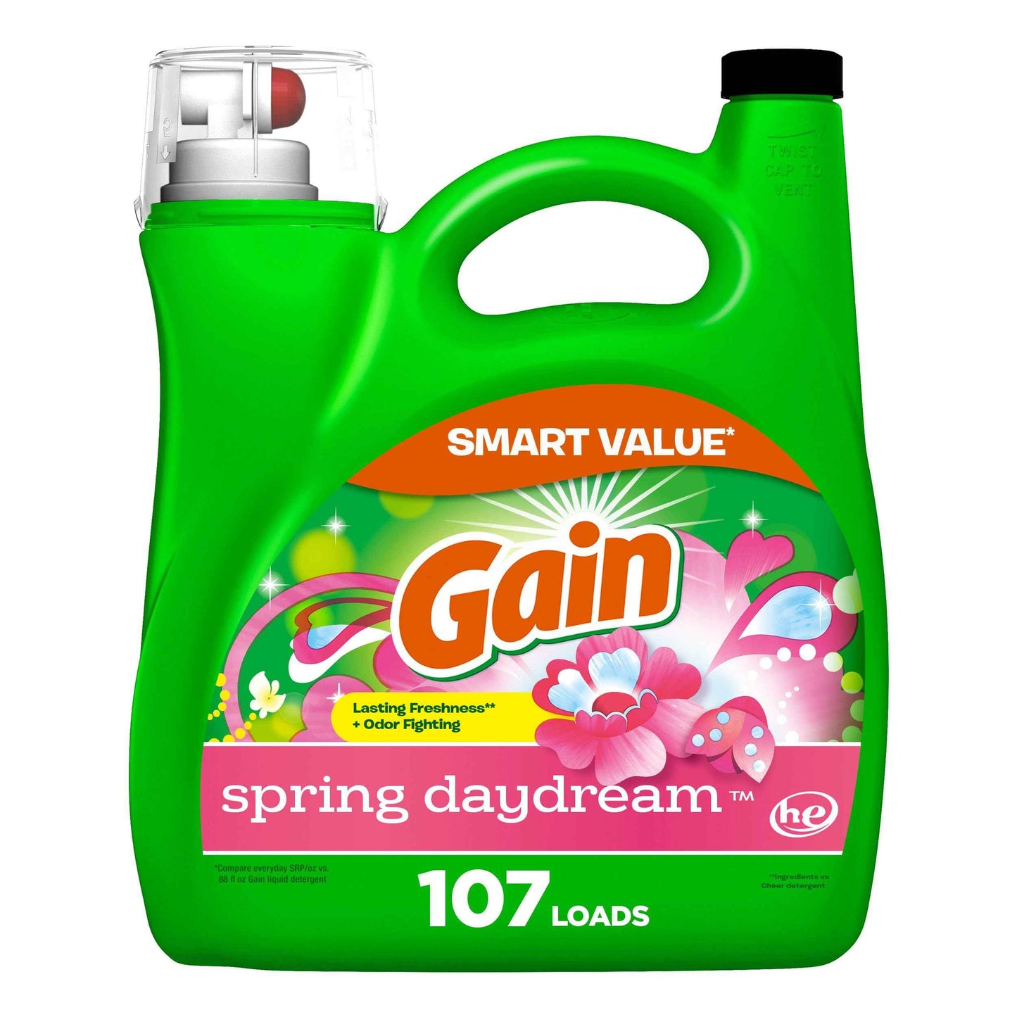 Gain Liquid Laundry Detergent, Spring Daydream Scent, Freshness + Odor Fighting, Laundry Detergent Liquid Soap, HE compatible