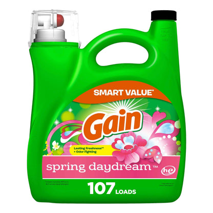 Gain Liquid Laundry Detergent, Spring Daydream Scent, Freshness + Odor Fighting, Laundry Detergent Liquid Soap, HE compatible