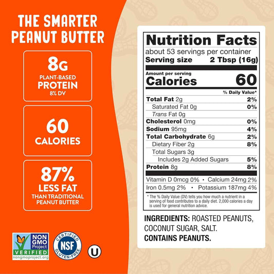 PBfit Peanut Butter Powder, Powdered Peanut Butter Spread From Real Roasted Peanuts, 8g of Protein 8% DV, Gluten-Free, 60 calories, 87% less fat