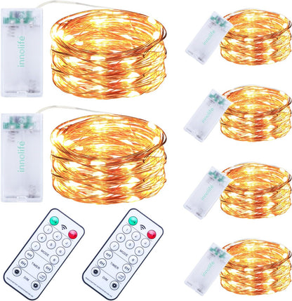 innolife_6_Pack_LED_Fairy_String_Lights_Battery_Operated_with_Remote_Control_&_Timer,_10_Ft_30_LED_Copper_Wire_Twinkle_Lights_for_Bedroom_Christmas_Wedding_Party_Indoor_Outdoor_Decoration