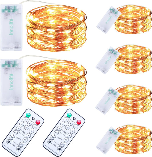 innolife_6_Pack_LED_Fairy_String_Lights_Battery_Operated_with_Remote_Control_&_Timer,_10_Ft_30_LED_Copper_Wire_Twinkle_Lights_for_Bedroom_Christmas_Wedding_Party_Indoor_Outdoor_Decoration