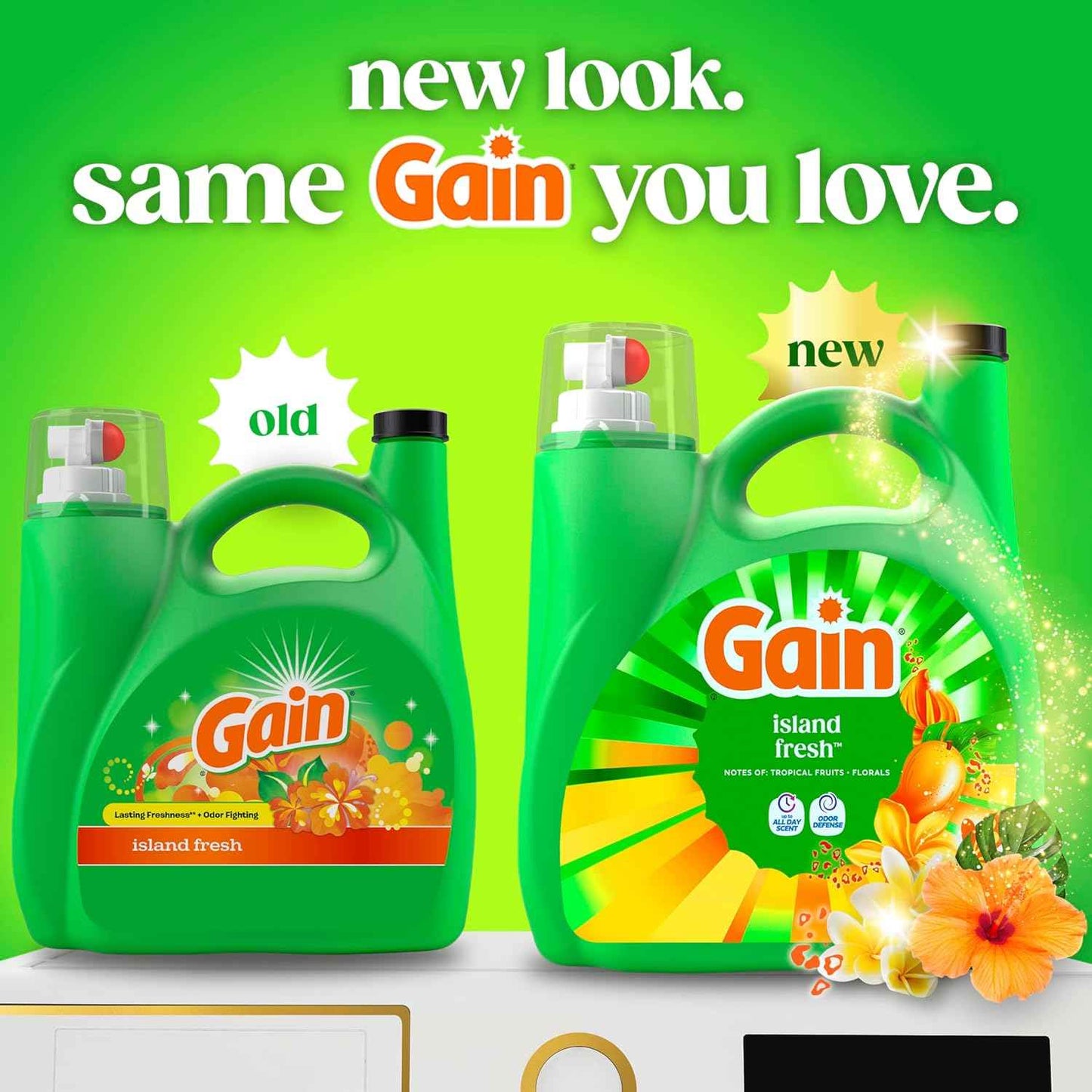 Gain Liquid Laundry Detergent with Odor Defense, Island Fresh Scent, Laundry Soap For HE Washing Machines, 154 fl oz, 107 Loads (Packaging May Vary)