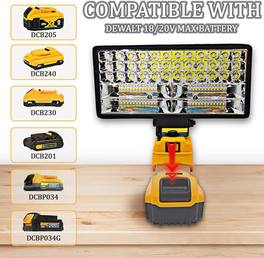Cordless_LED_Work_Light_for_Dewalt_20V_Battery，90W_5400LM_Wide_Beam_Flood_Light_with_Two_USB_Charging_Port_Flashlight_for_Emergency,Workshop,Garage.(No_Battery)