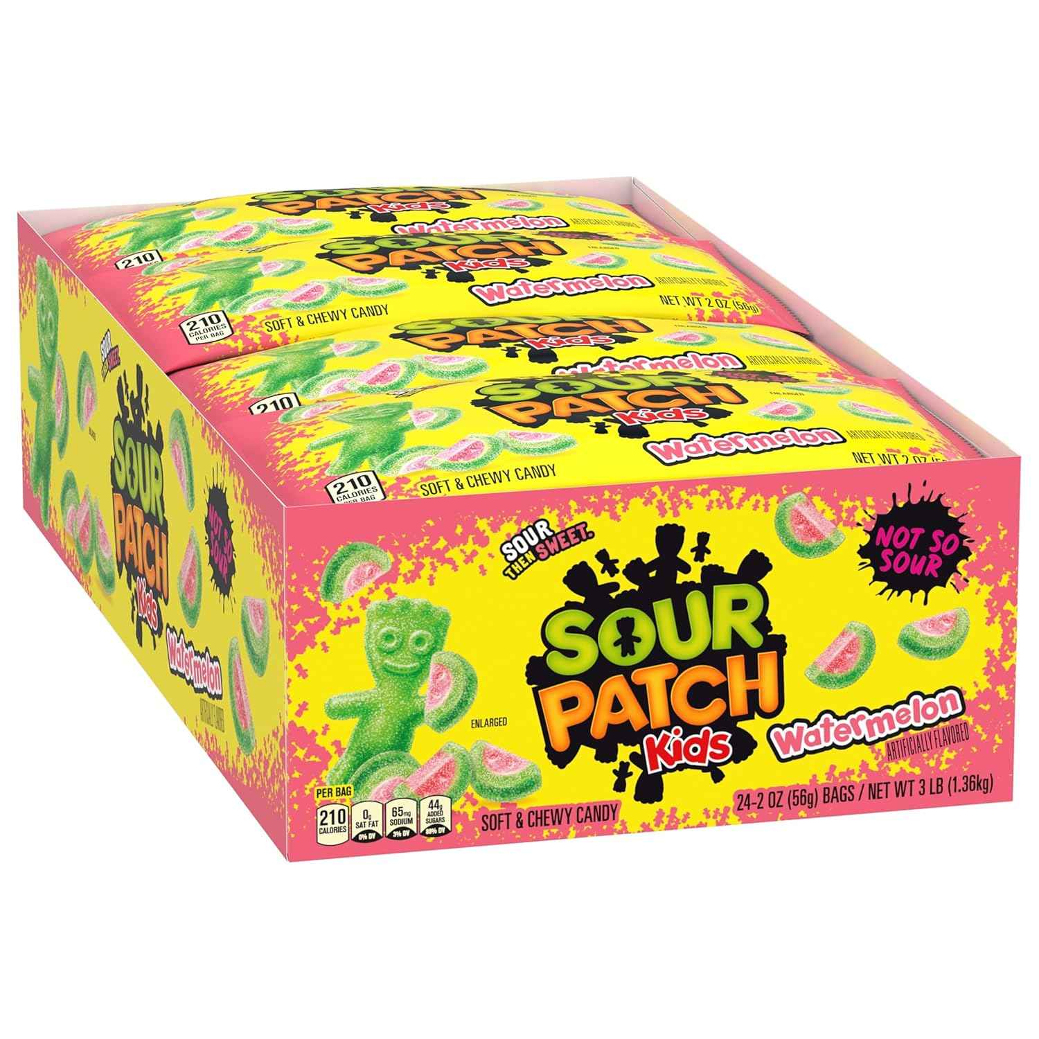 SOUR PATCH KIDS Watermelon Soft & Chewy Candy, Bulk Candy, 24 - 2 oz Bags