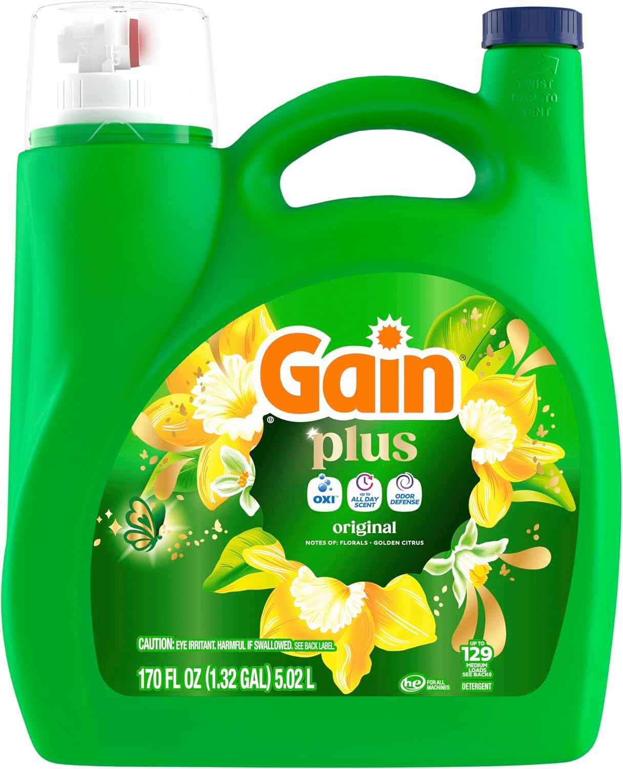 Gain Plus Liquid Laundry Detergent, Cleaner, Fresher, Now with Oxi, Original Scent