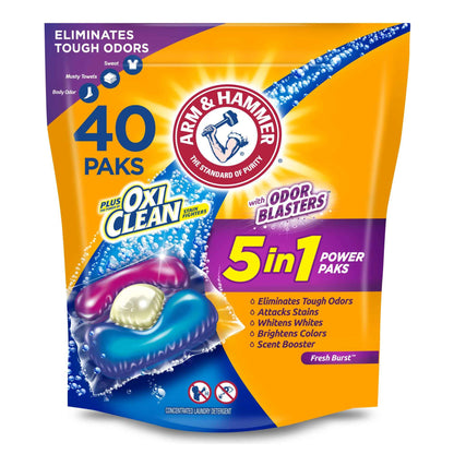 Arm & Hammer Plus OxiClean With Odor Blasters Laundry Detergent 5-IN-1 Power Paks
