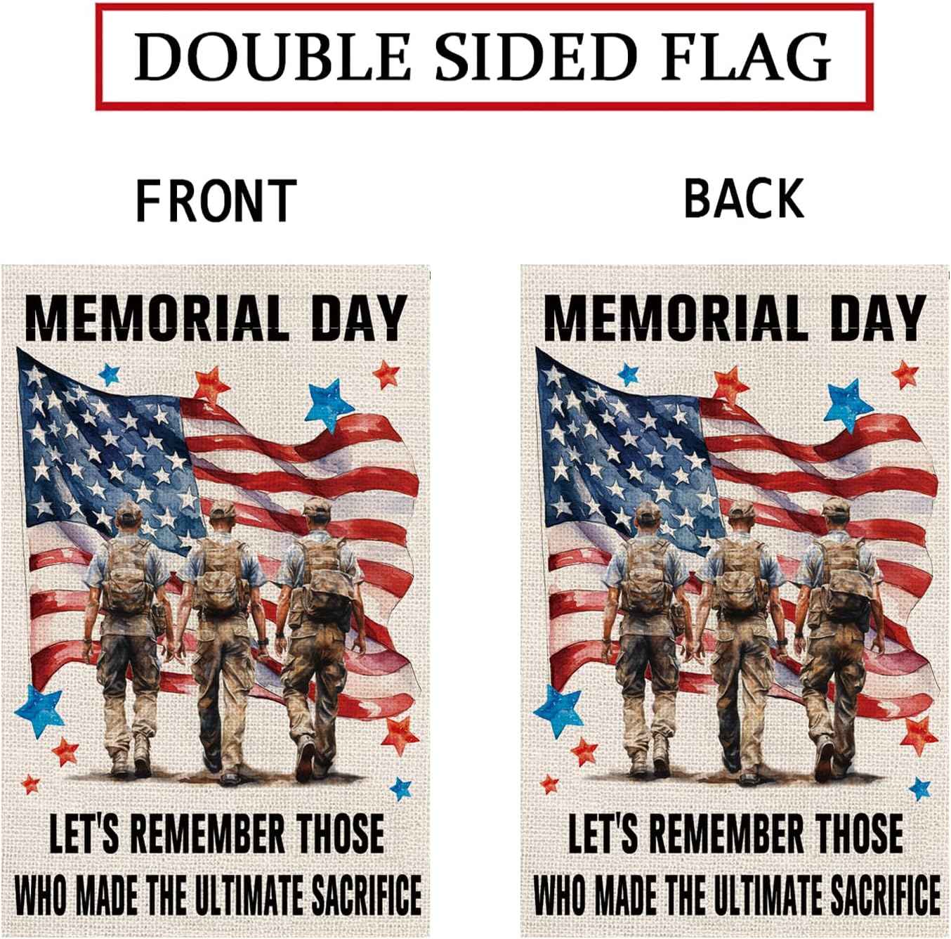 Memorial Day Garden Flag Patriotic 4th of July Stars and Stripes Veterans American Patriotic Vertical Double Sided Yard Outdoor Decor 12.5x18 Inch