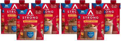 Atkins Strong High Protein Shake, 30g Protein, 7g Prebiotic Fiber, 1g Sugar, GLP-1 Support, Muscle & Gut Health Support Complex
