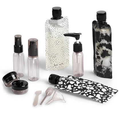 Kitsch_11_PCS_Travel_Containers_for_Toiletries_–_Travel_Essentials_Kit_for_Shampoo,_&_More_-_TSA_Approved_Bottles_for_Travel_Size_Toiletries,_Leak-Proof_Refillable_Travel_Containers_-_Black_&_Ivory