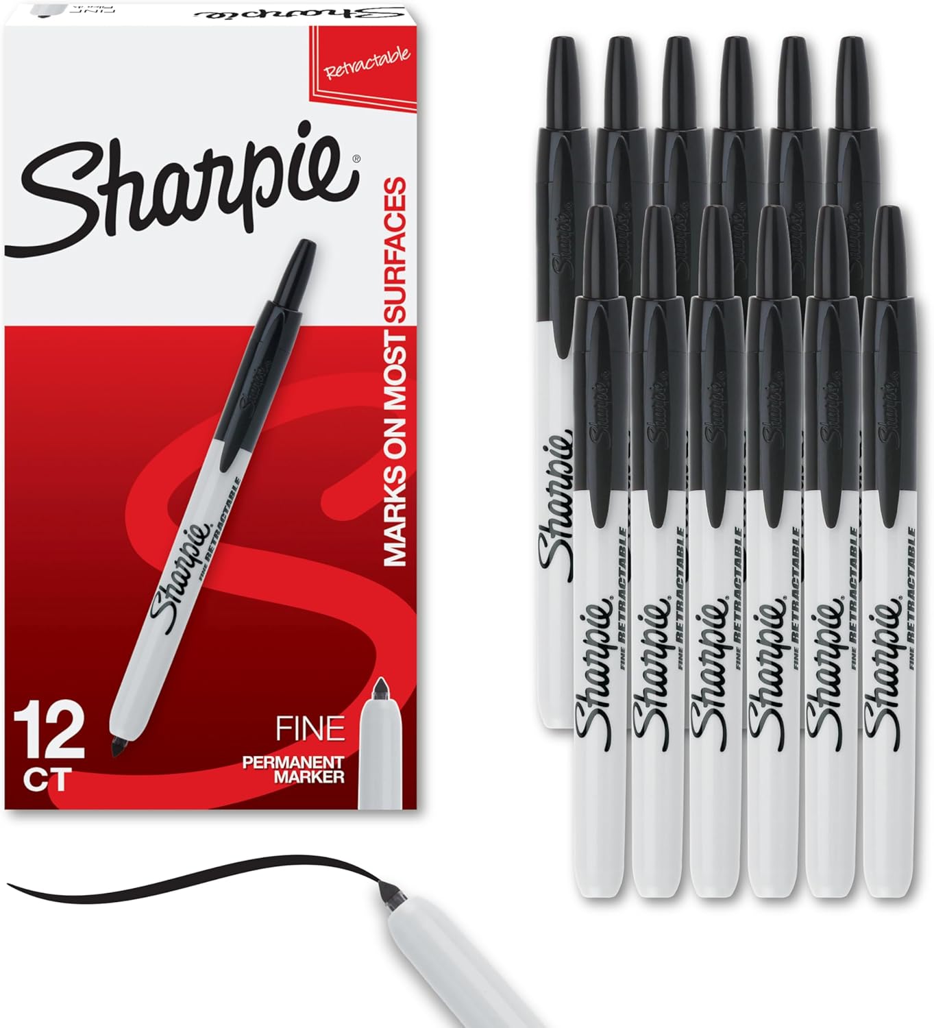 Sharpie_Retractable_Permanent_Markers,_Fine_Tip,_Black,_12_Count_-_Desk,_Classroom,_Office_Supplies