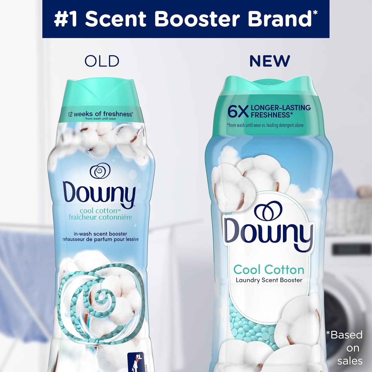 Downy Cool Cotton In-Wash Laundry Scent Booster Beads, 24 oz, laundry scent beads, Long-lasting Freshness