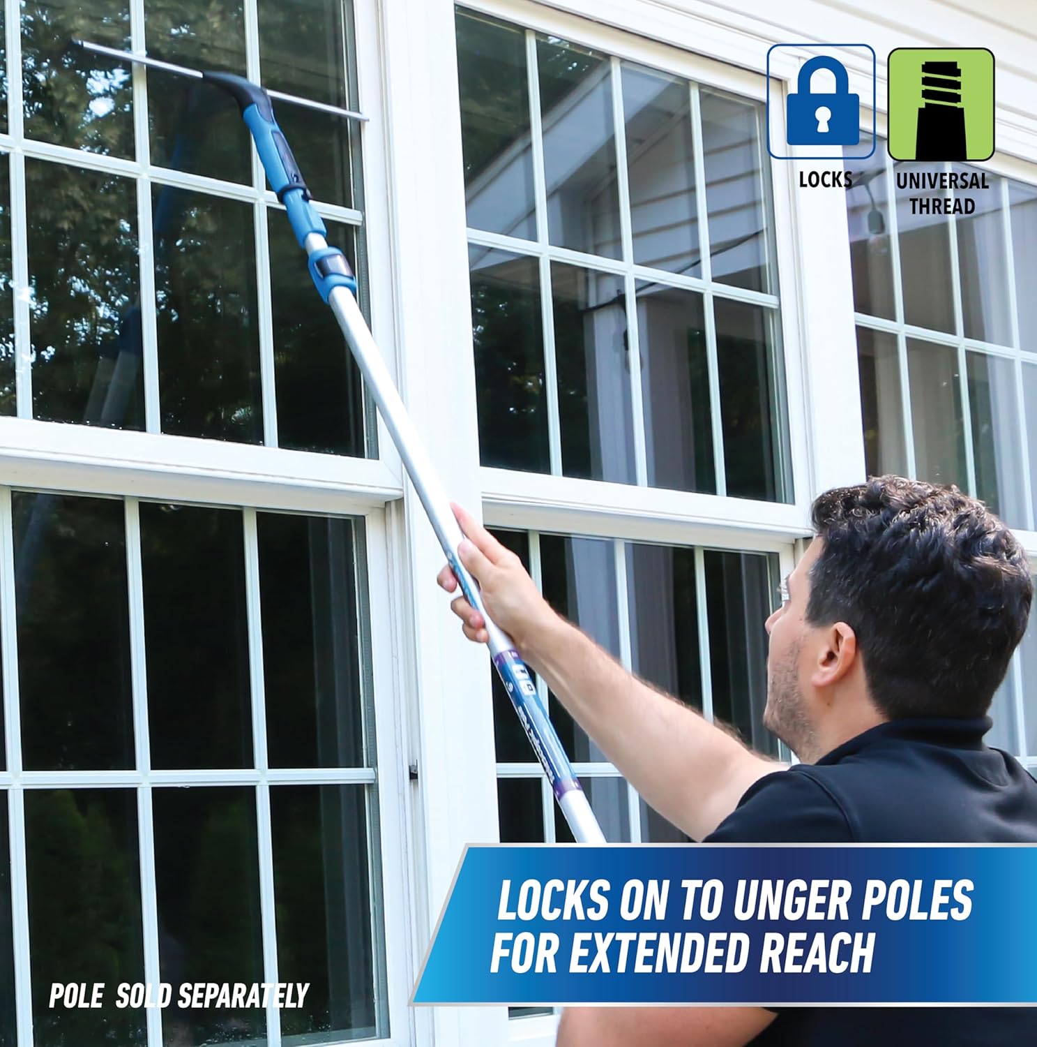 Unger_Professional_Connect_and_Clean_18”_EZ_Change_Window_and_Glass_Cleaning_Squeegee,_Large_and_Small_Windows,_Rubber_Blade_Tool_for_Streak-Free_Results,_Includes_12”_Channel